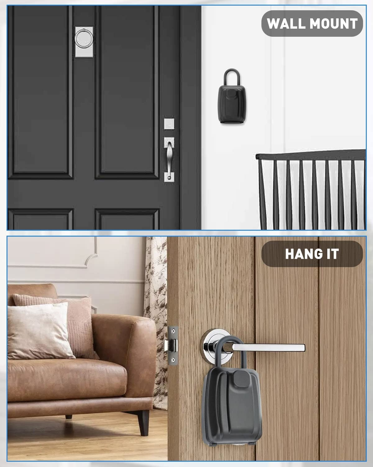 4-12 Digit Key Safe Wall Mounted Hangable Outdoor Security Key Lock Box Storage