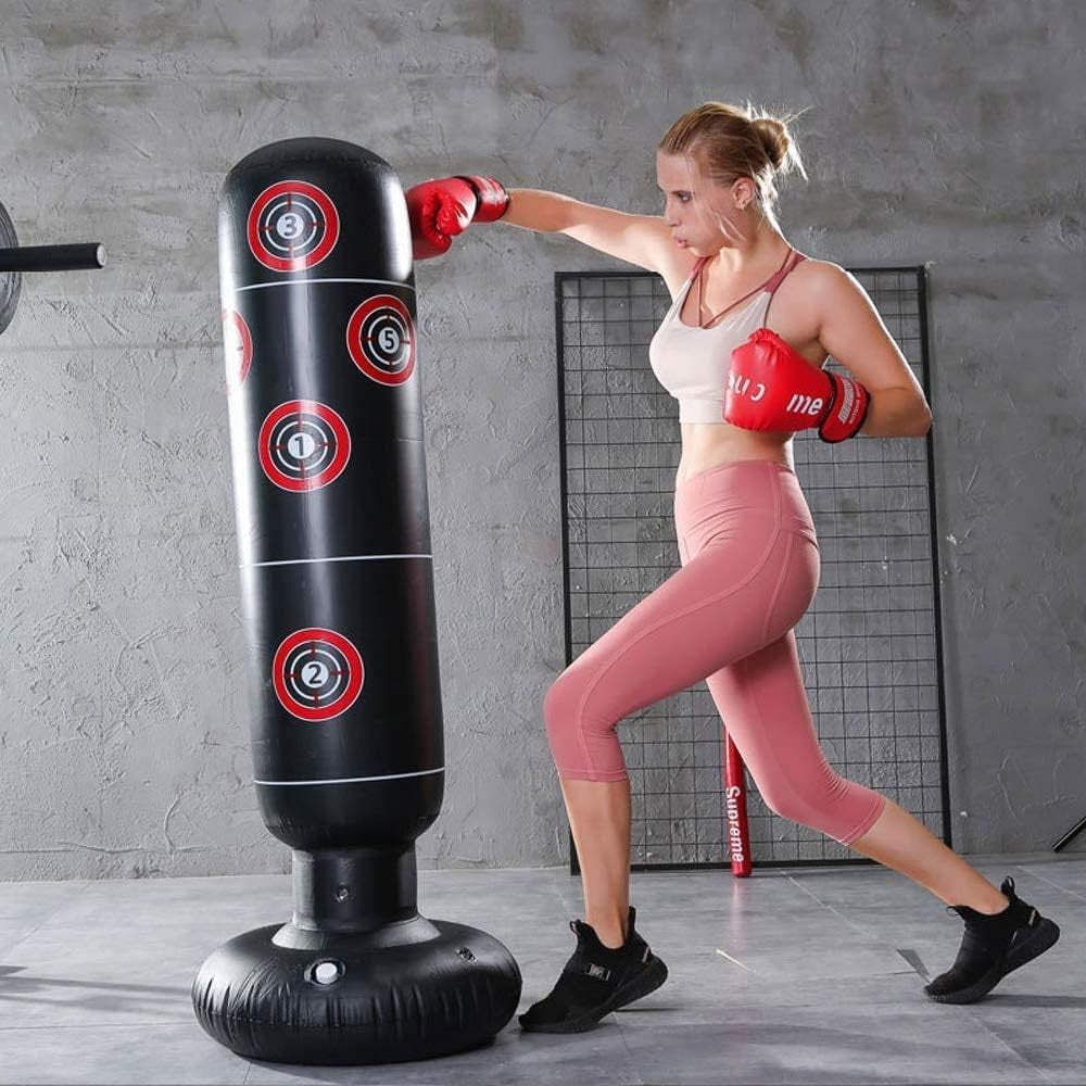 Inflatable Punch Bag Kids Adults Free Standing Boxing Kickboxing Training 160CM