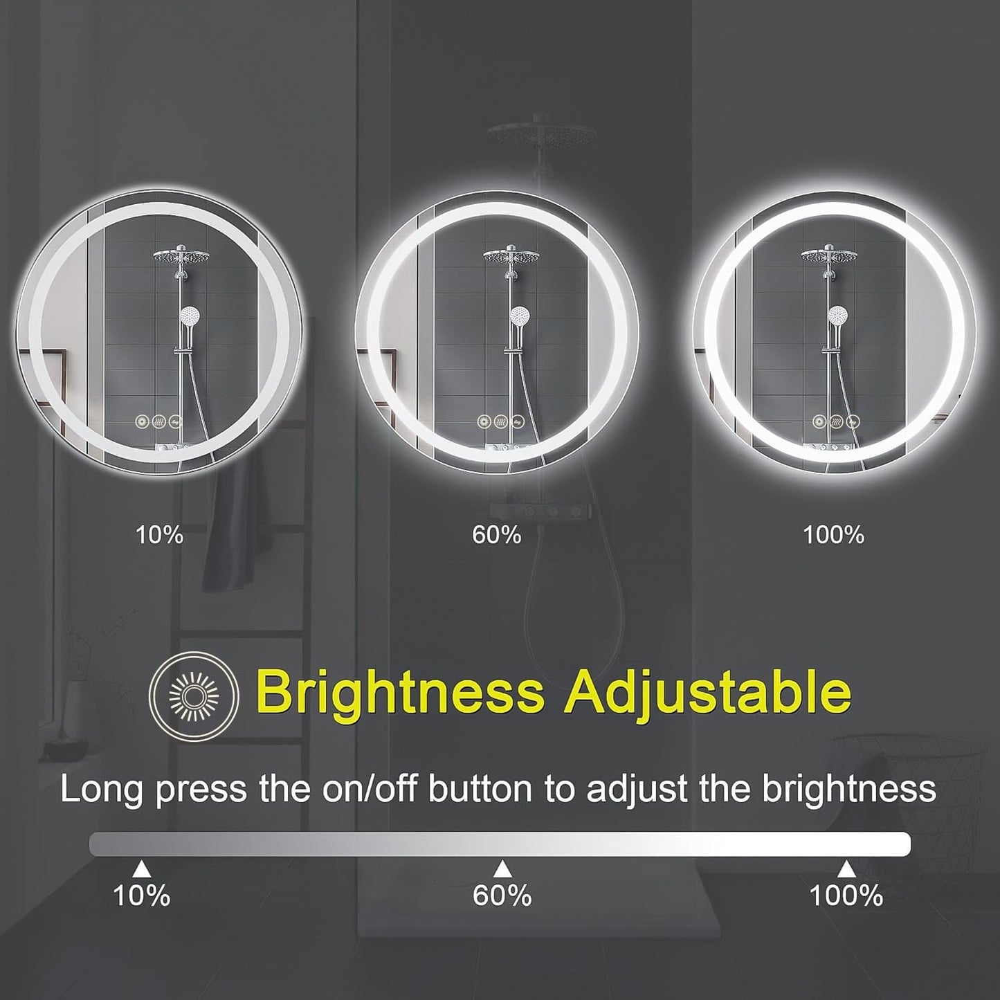 Round Bathroom Mirror LED Lights Illuminated - product image 6 of 7