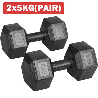 2x2kg/2x2.5kg/2x3kg/2x4kg/2x5kg Hex Dumbbell Weight Set Home Exercise Workout UK
