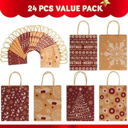 Pack of 24 Christmas Holiday Kraft - Detail view