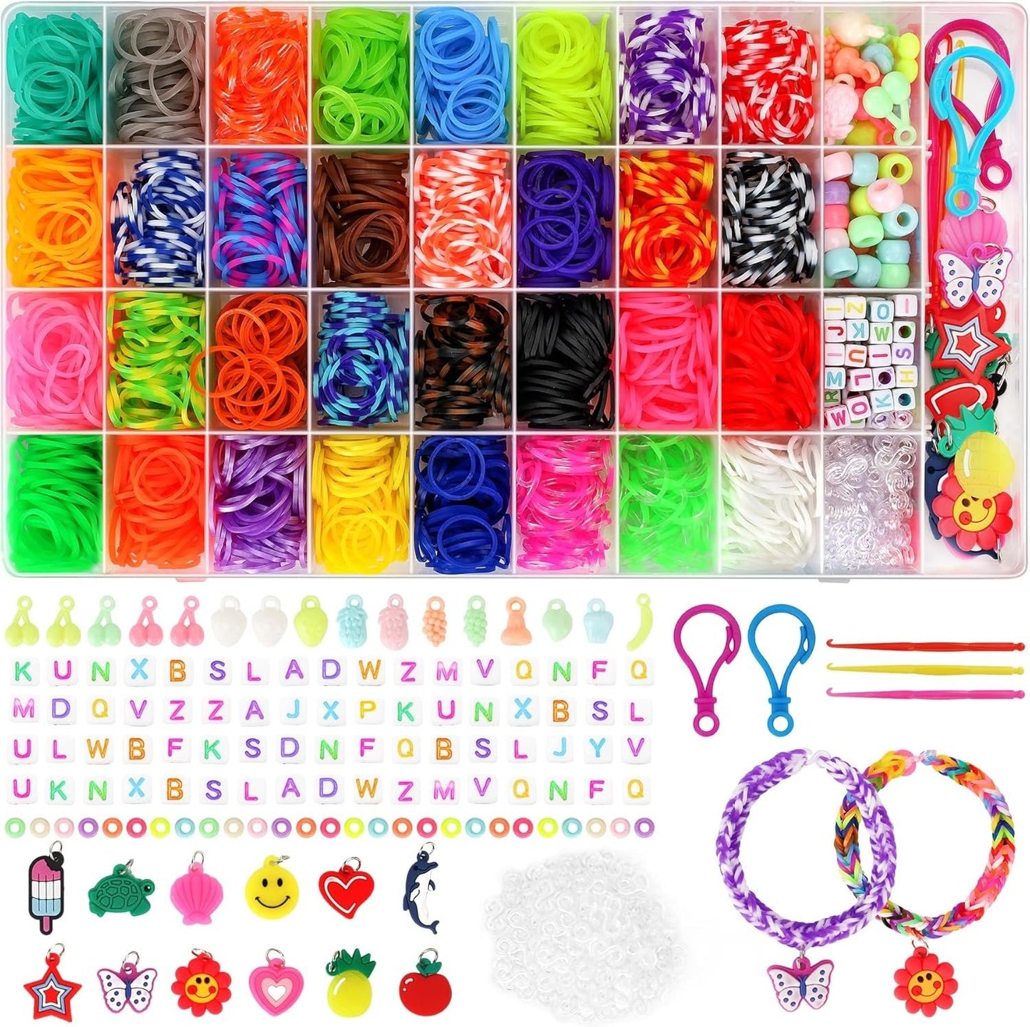 3600+ Loom Bands Kit 30 Colors Rubber Bands Bracelet Making Kits for Girls