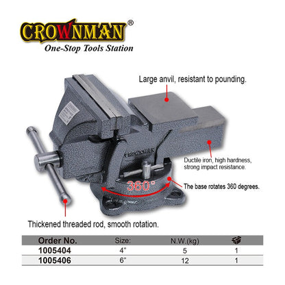 4" Heavy Duty Bench Vice 360°Swivel Base Cast Iron Engineer Clamp Vice Tool UK