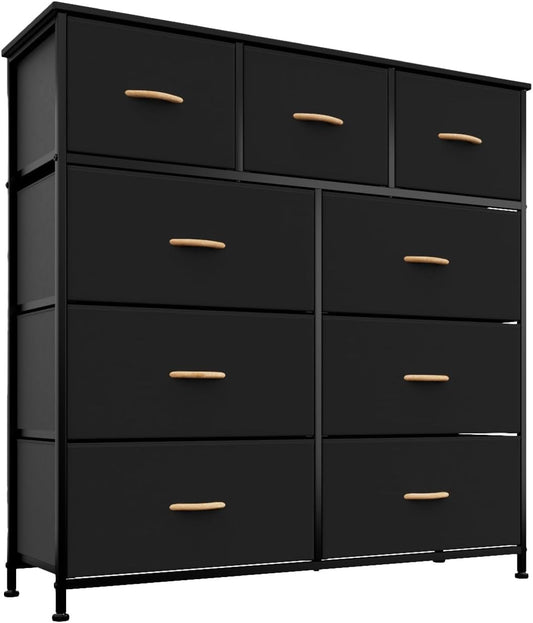 Chest of Drawers Dresser Black with - Front view