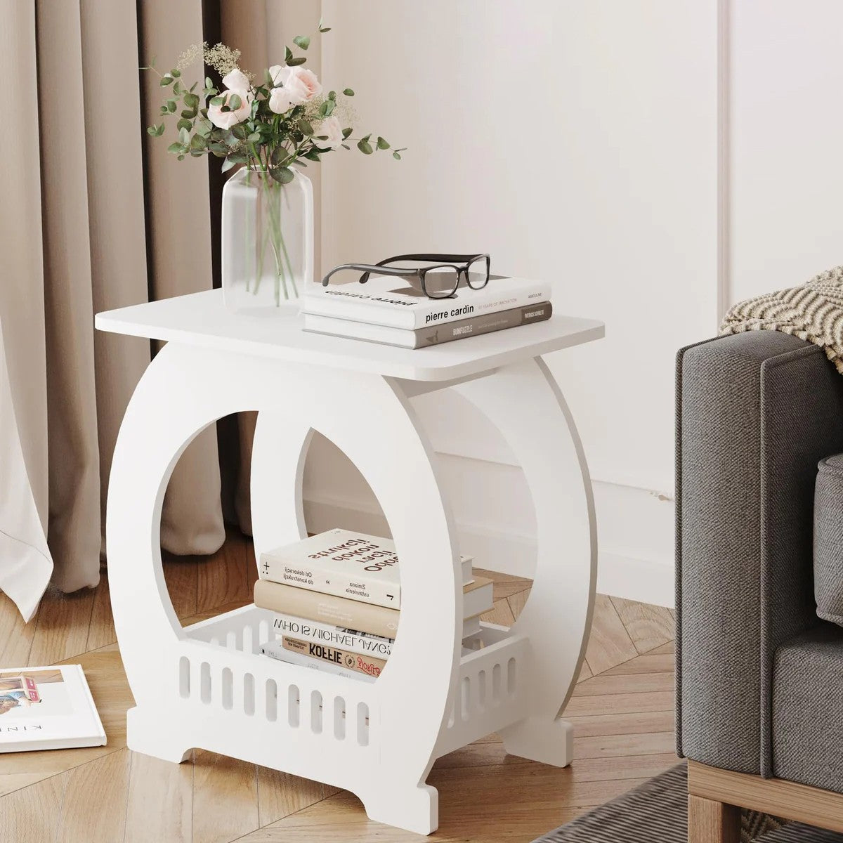 White Bedside Table Cabinet Side - Image 6