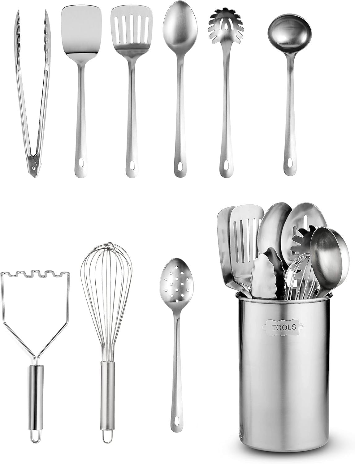 10 x Stainless Steel Kitchen Utensil Set Nonstick Heat Resistant Cooking Gadgets