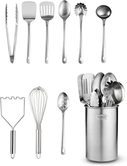 10 x Stainless Steel Kitchen Utensil Set Nonstick Heat Resistant Cooking Gadgets