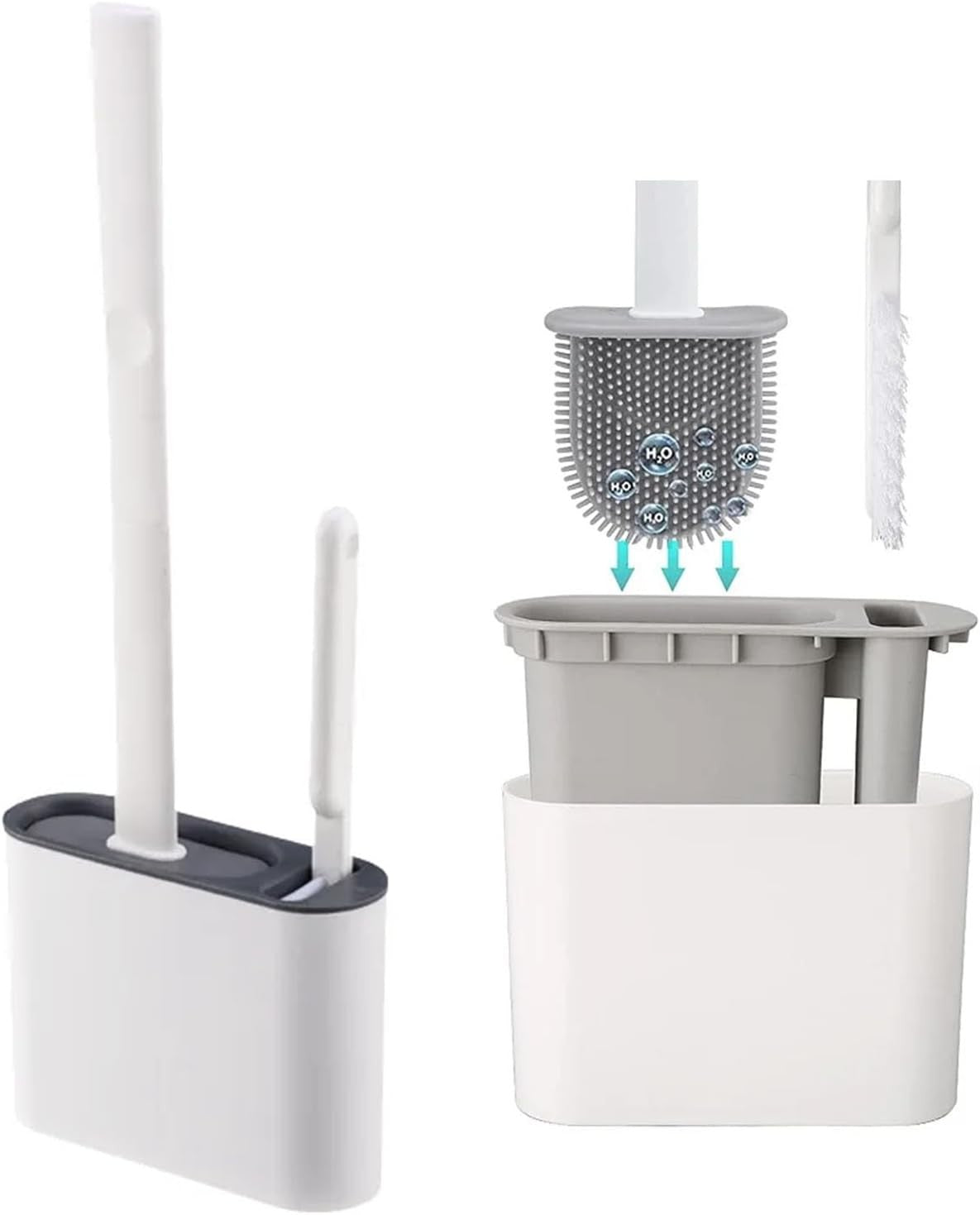 2IN1 Silicone Toilet Brush Holder Set - Front view