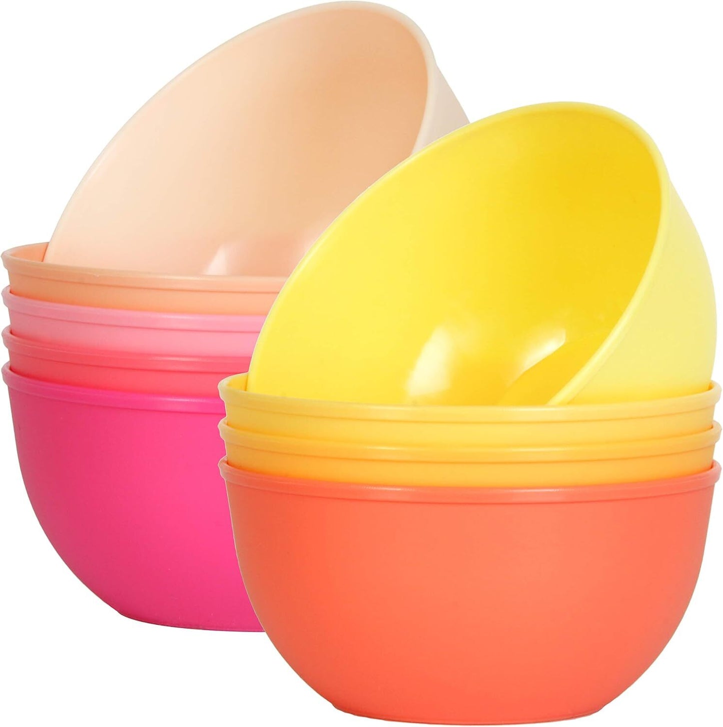 9 x 10oz Plastic Dinner Set Bowls Reusable Pasta Snack Dishes Dinnerware Kids