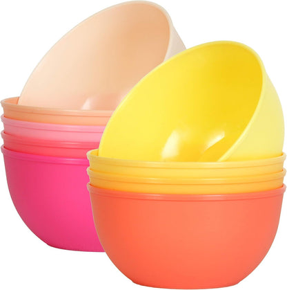 9 x 10oz Plastic Dinner Set Bowls Reusable Pasta Snack Dishes Dinnerware Kids