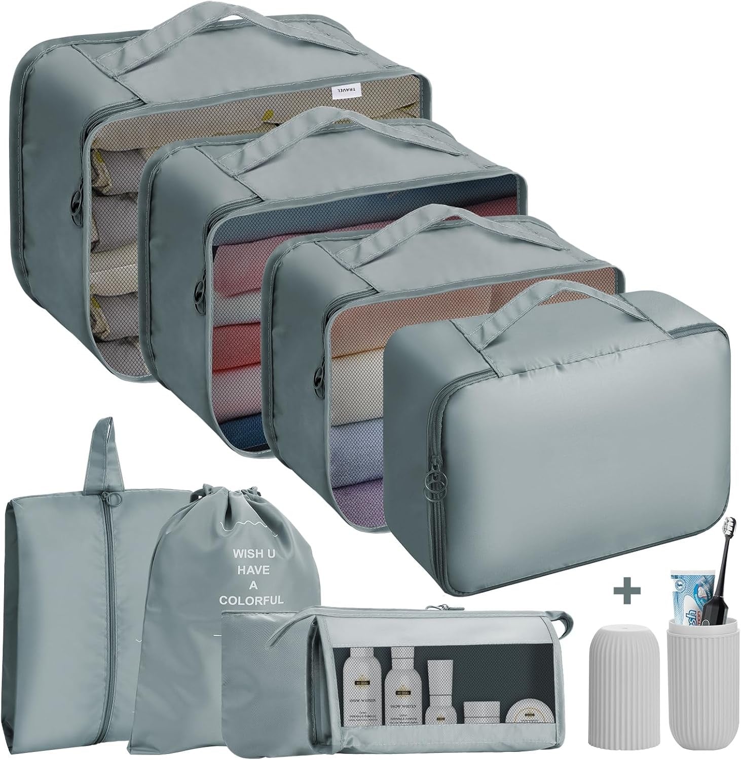Packing Cube Luggage 9PCS Storage Organiser - Front view