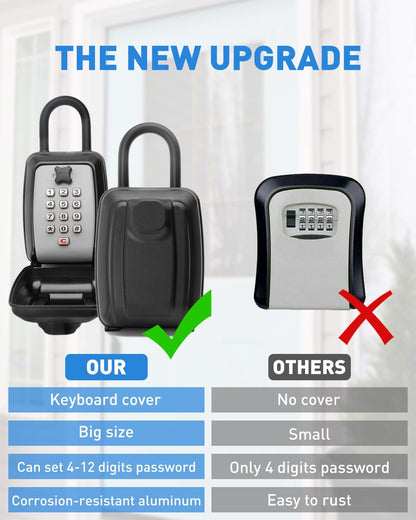 4-12 Digit Key Safe Wall Mounted Hangable Outdoor Security Key Lock Box Storage