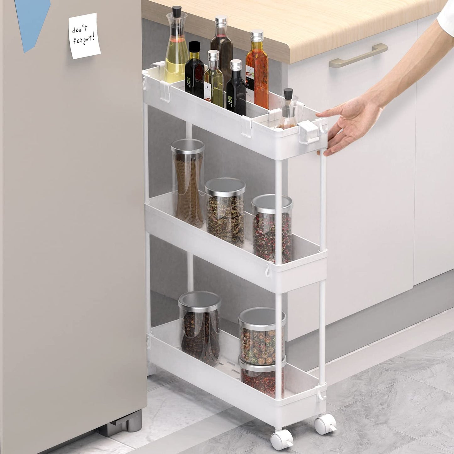 3/4 Tier Storage Trolley Cart Kitchen - Front view