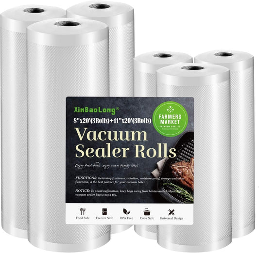 6Pack Food Vacuum Sealer Rolls Bags - Front view