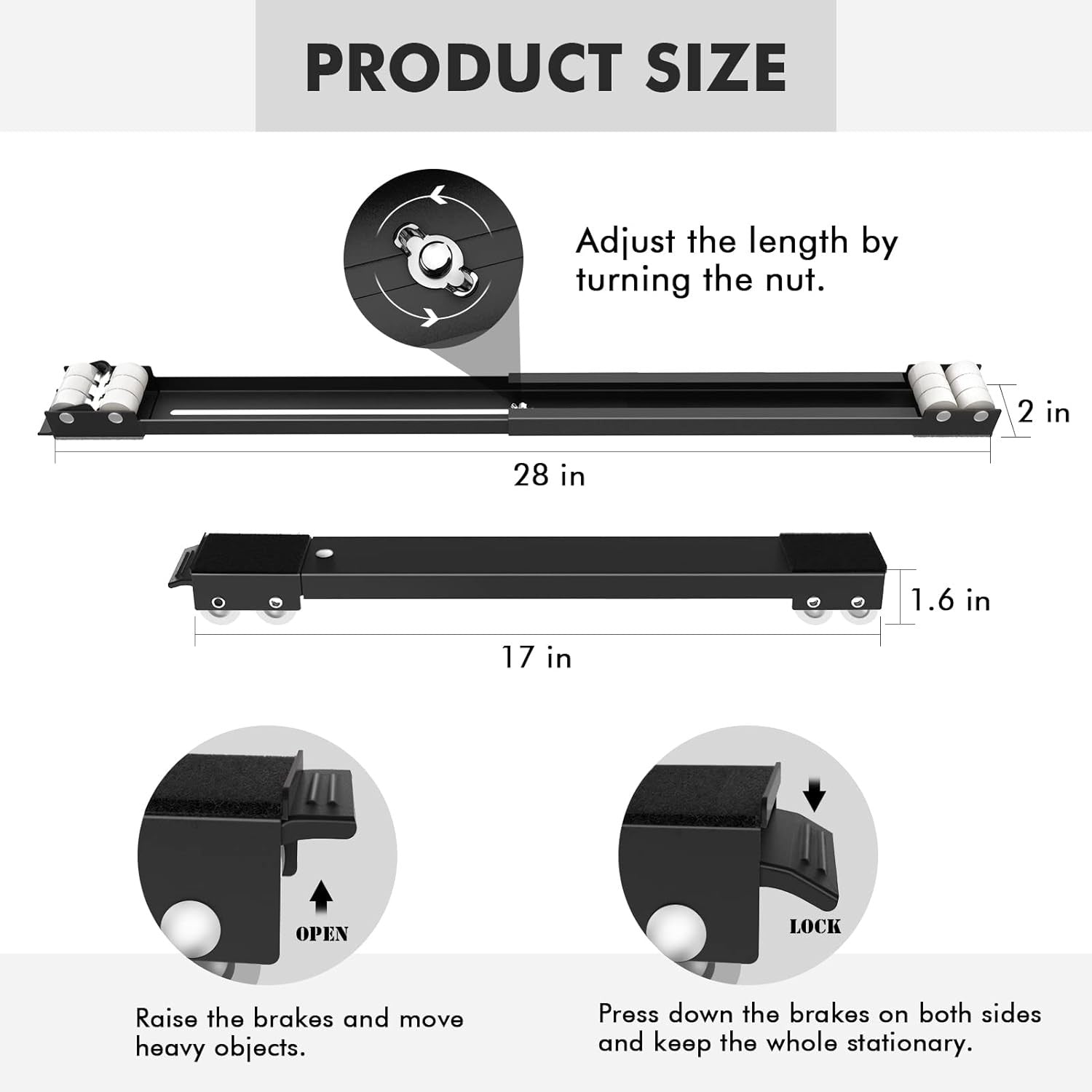 300KG Furniture Dolly Mobile Roller Wheel - Detail view