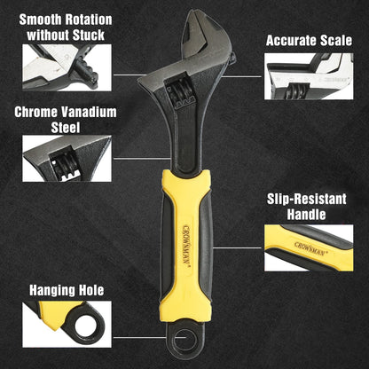 8" Adjustable Wrench Heavy Duty Carbon - Detail view