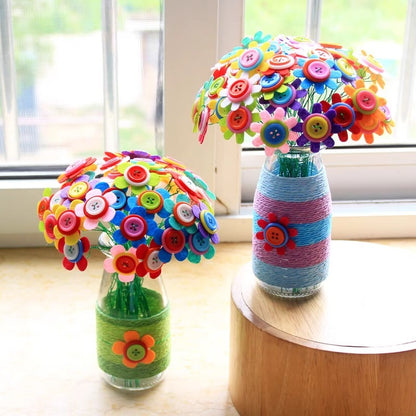 Artificial Flowers Set Button Plant Vase - Detail view