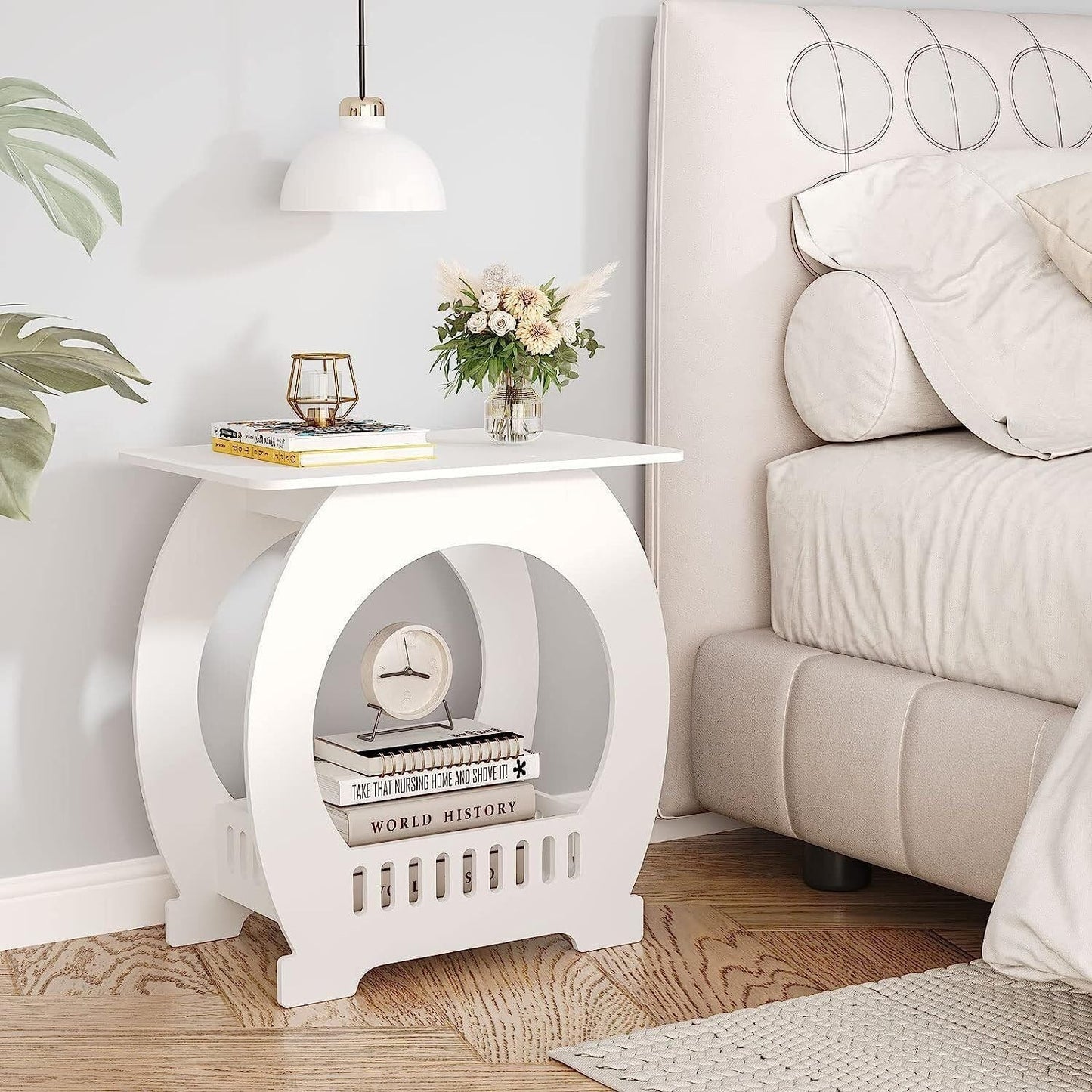 White Bedside Table Cabinet Side - Image 3
