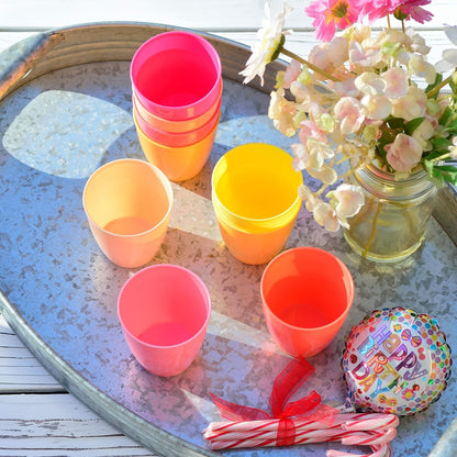 9 Pack Re-usable 250ML Kids Cups Plastic Drinking Toddler in 9 Assorted Colors