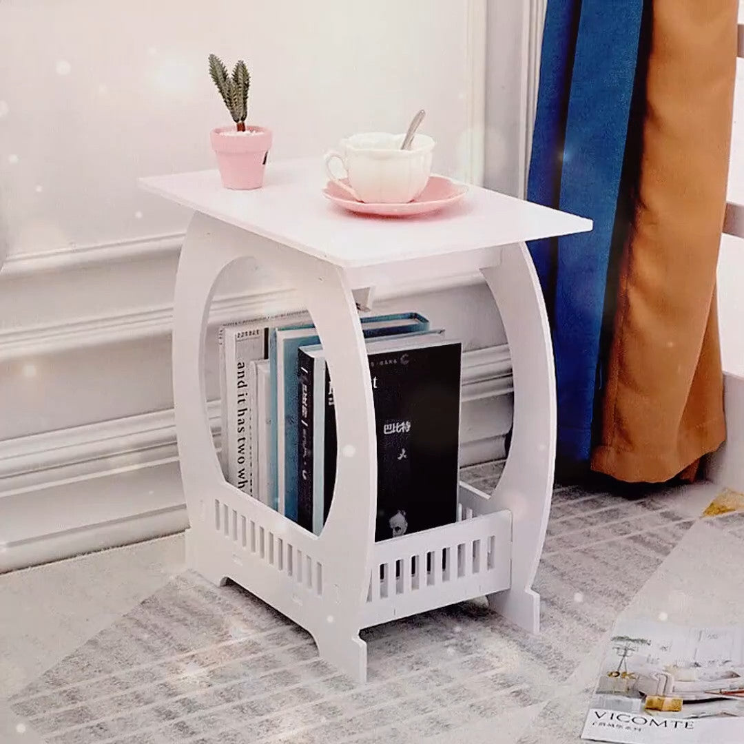White Bedside Table Cabinet Side End - Detail view