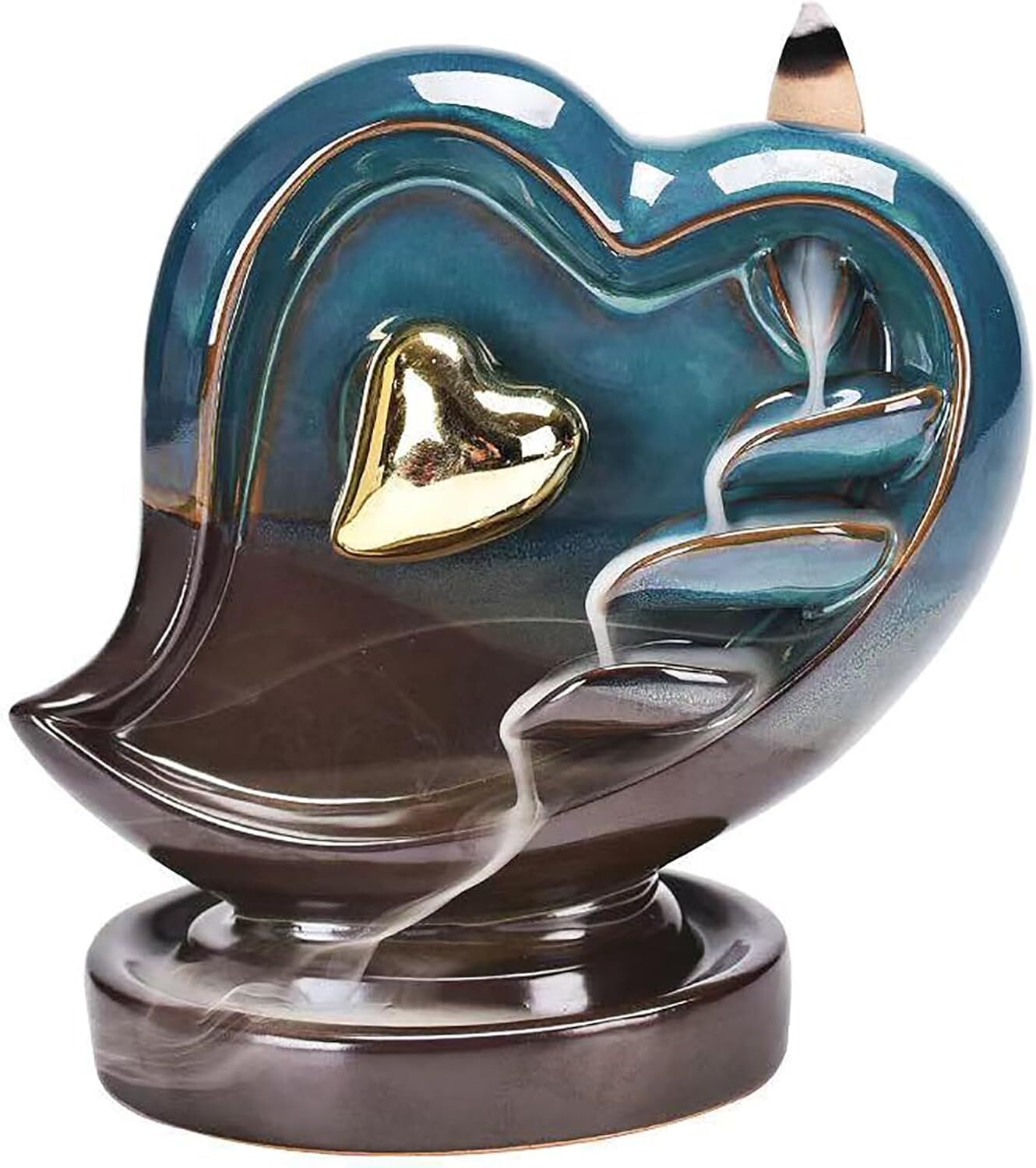 Backflow Incense Burner 14CM Heart Shaped - Front view