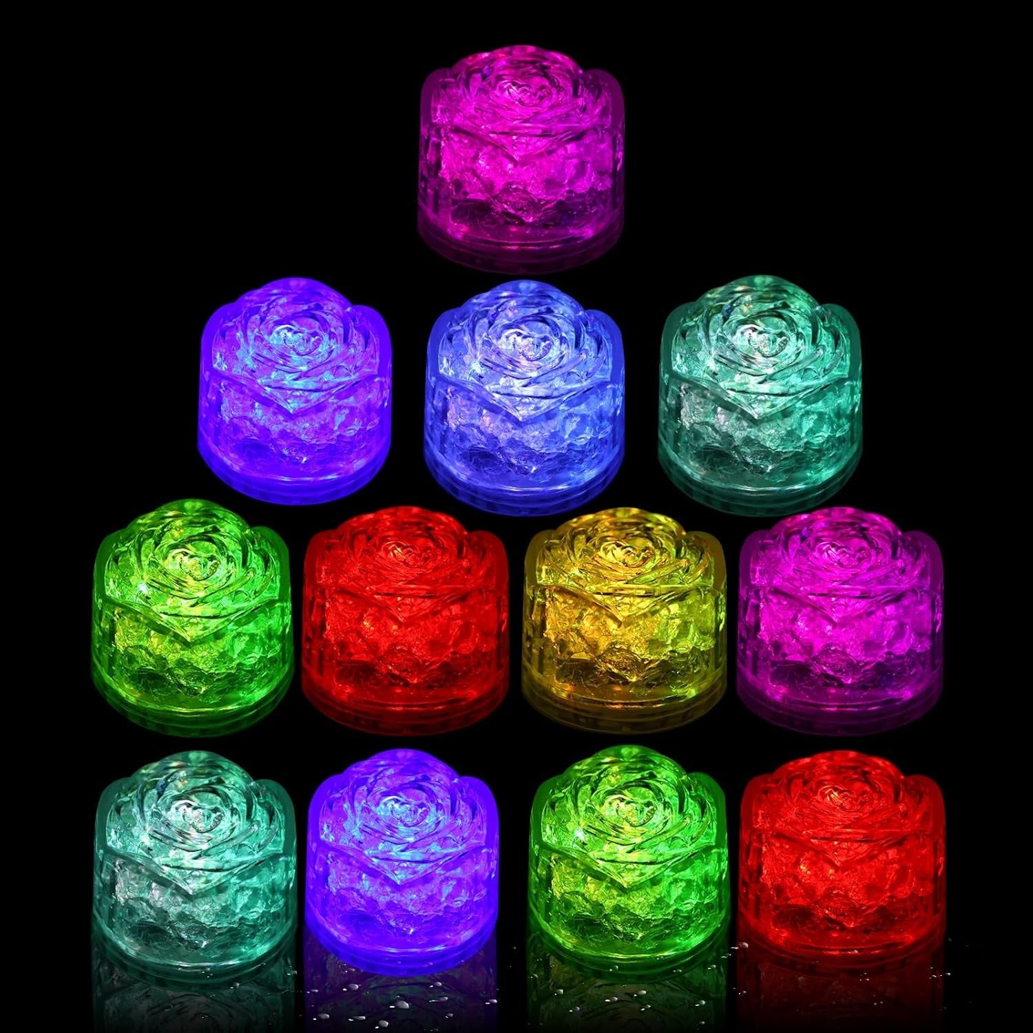 12PCS Roses Bright LED Ice Cubes - Front view