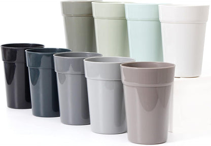 9 x 350ml Reusable Plastic Cups Small Drinking Tumblers Set Kids Kitchen Picnics