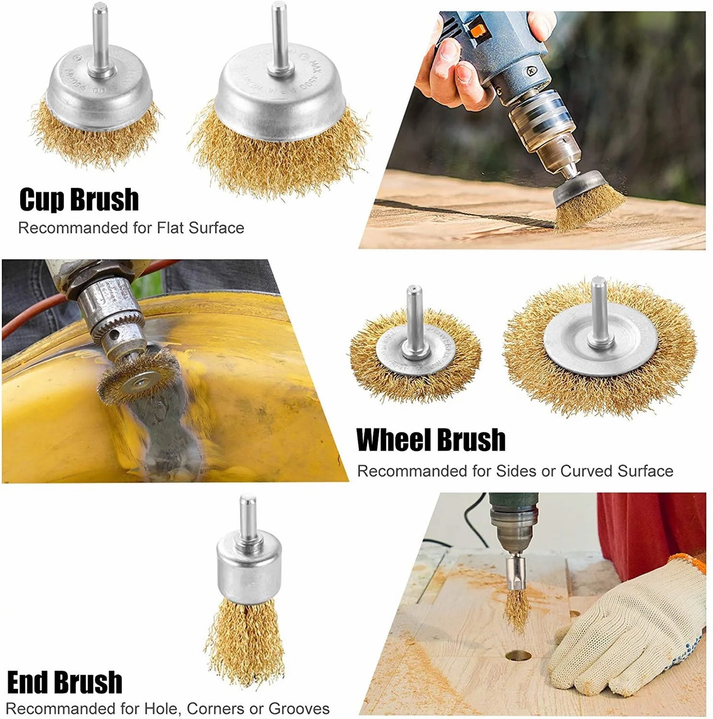5PCS Rotary Brass Wire Cleaning Wheel Cup Brush - product image 2 of 6