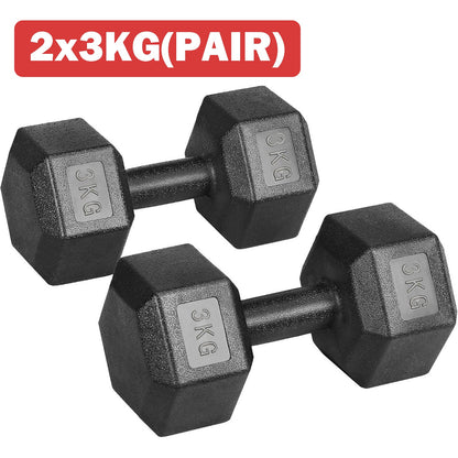 2x2kg/2x2.5kg/2x3kg/2x4kg/2x5kg Hex Dumbbell Weight Set Home Exercise Workout UK