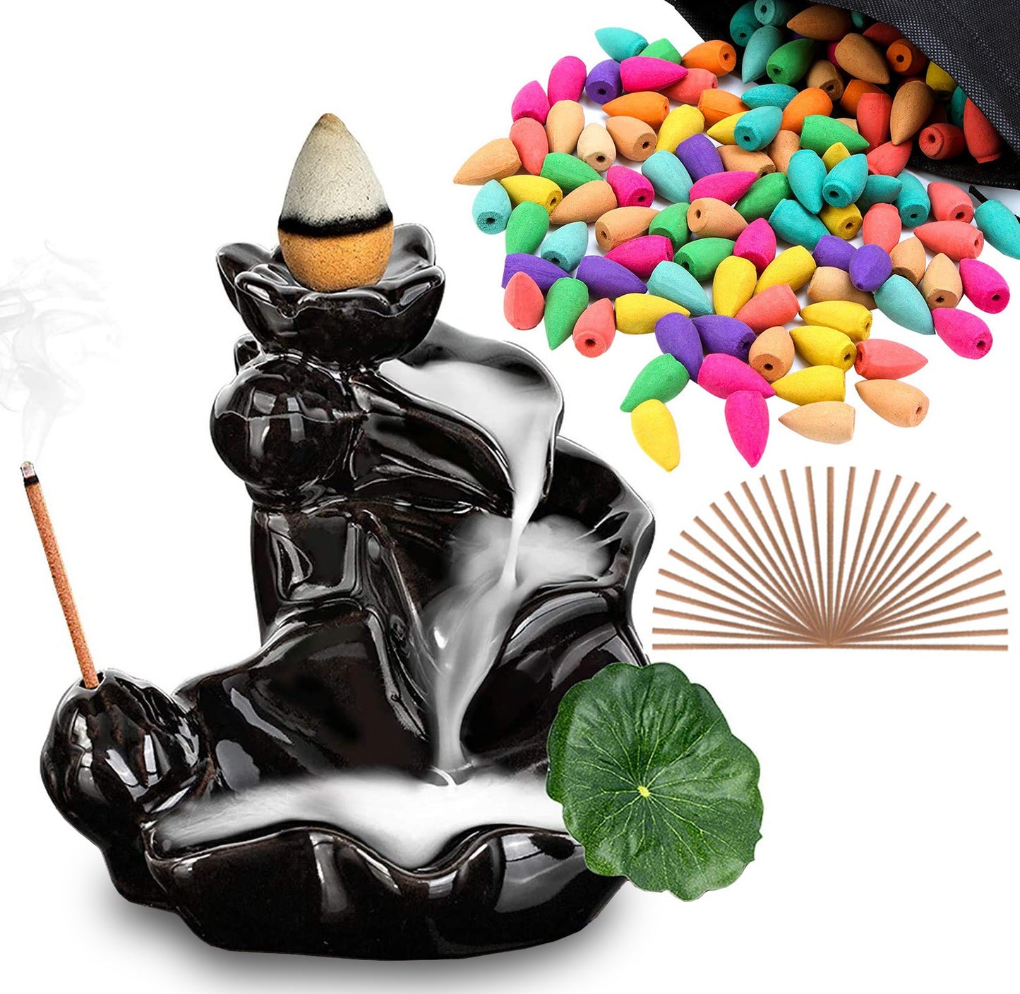 Ceramic Incense Holder Backflow Smoke Waterfall - Front view