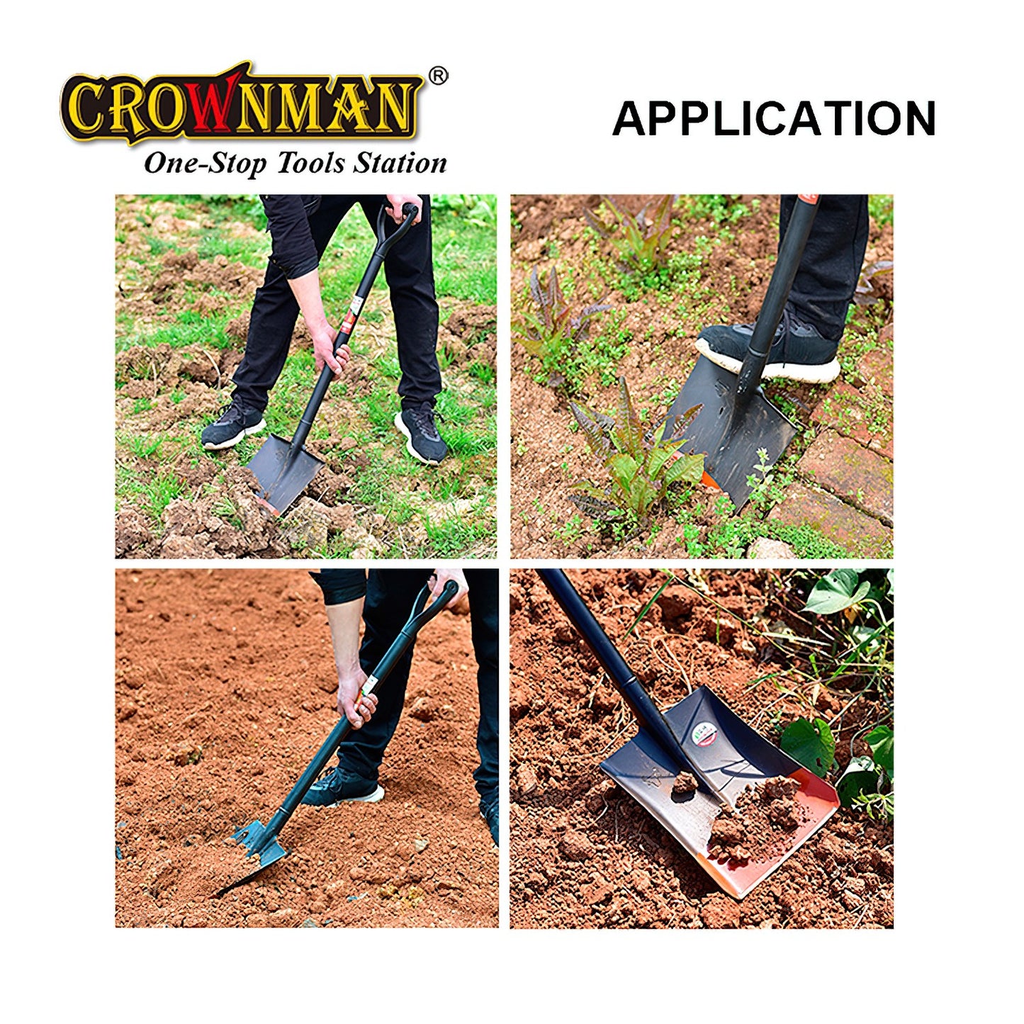 Square Steel Shovel Heavy Duty Large Garden Spade D-Handle Shovel Digging Tool