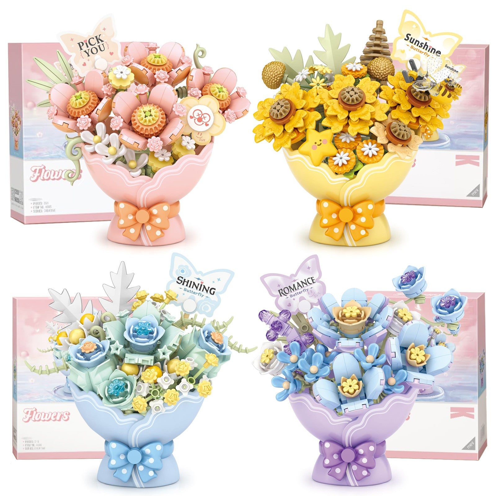 DIY Artificial Flower Bouquet Building Blocks - Front view