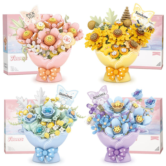DIY Artificial Flower Bouquet Building Blocks Mini Bonsai Plant Toy Christmas