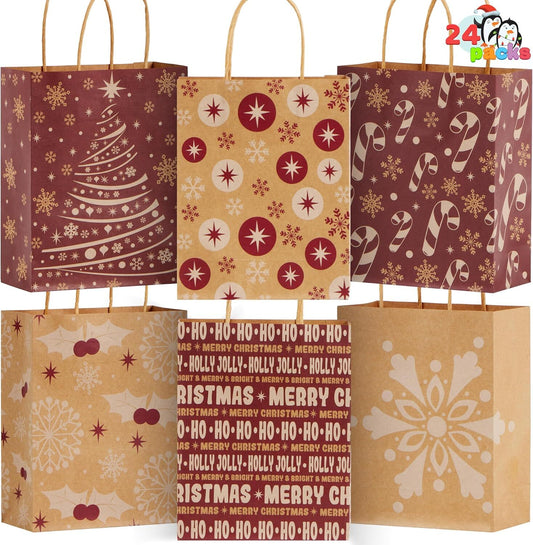 Pack of 24 Christmas Holiday Kraft - Front view