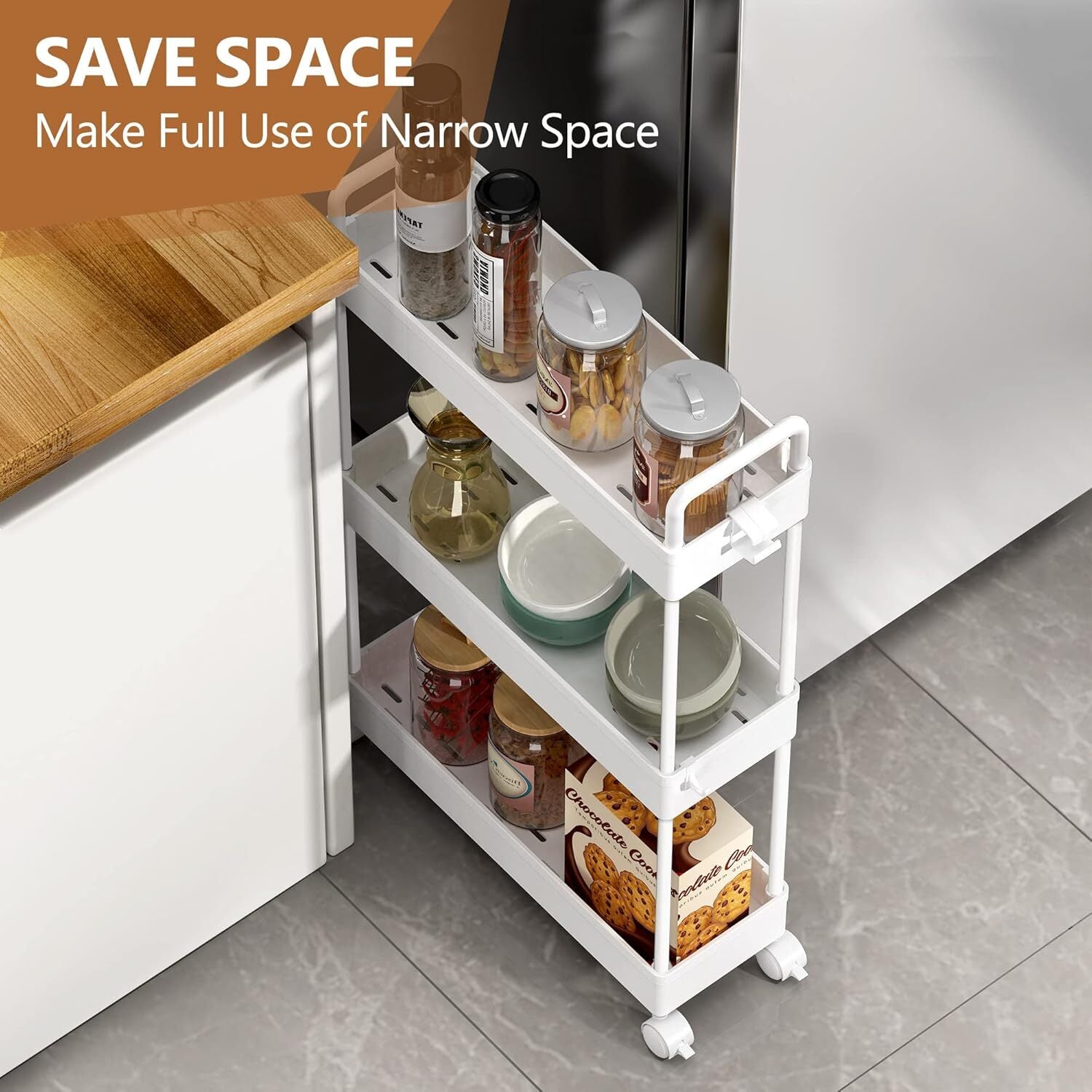 3-Tier Storage Trolley Cart Slide-out - Image 5