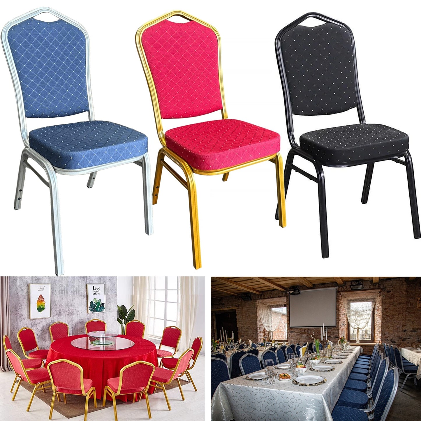 Banqueting Chairs Metal Stacking Dining Chairs - Front view
