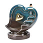 Heart Backflow Incense Burner Ceramic Holder - Front view
