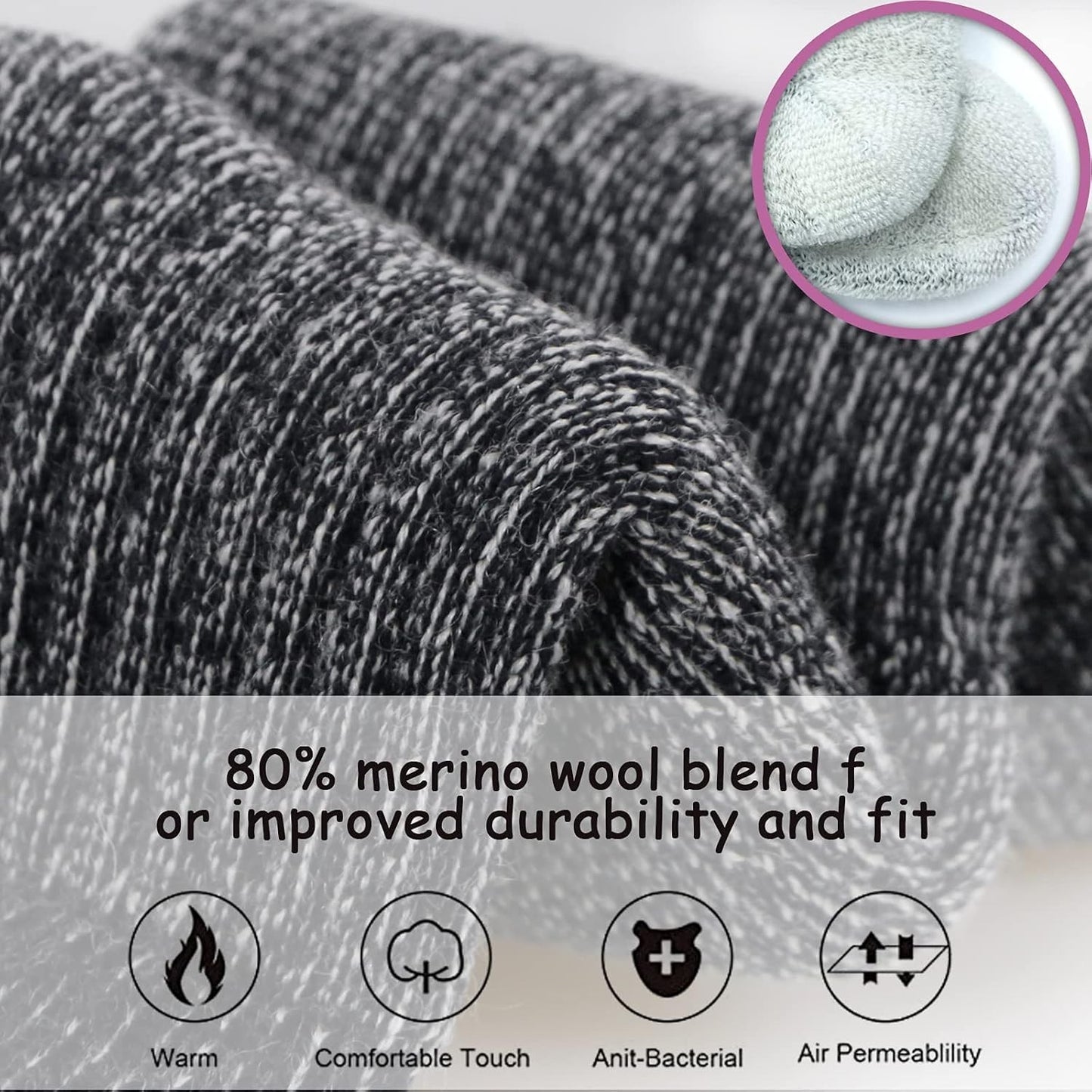 Men's Socks Antimicrobial Thermal 80% - Image 4