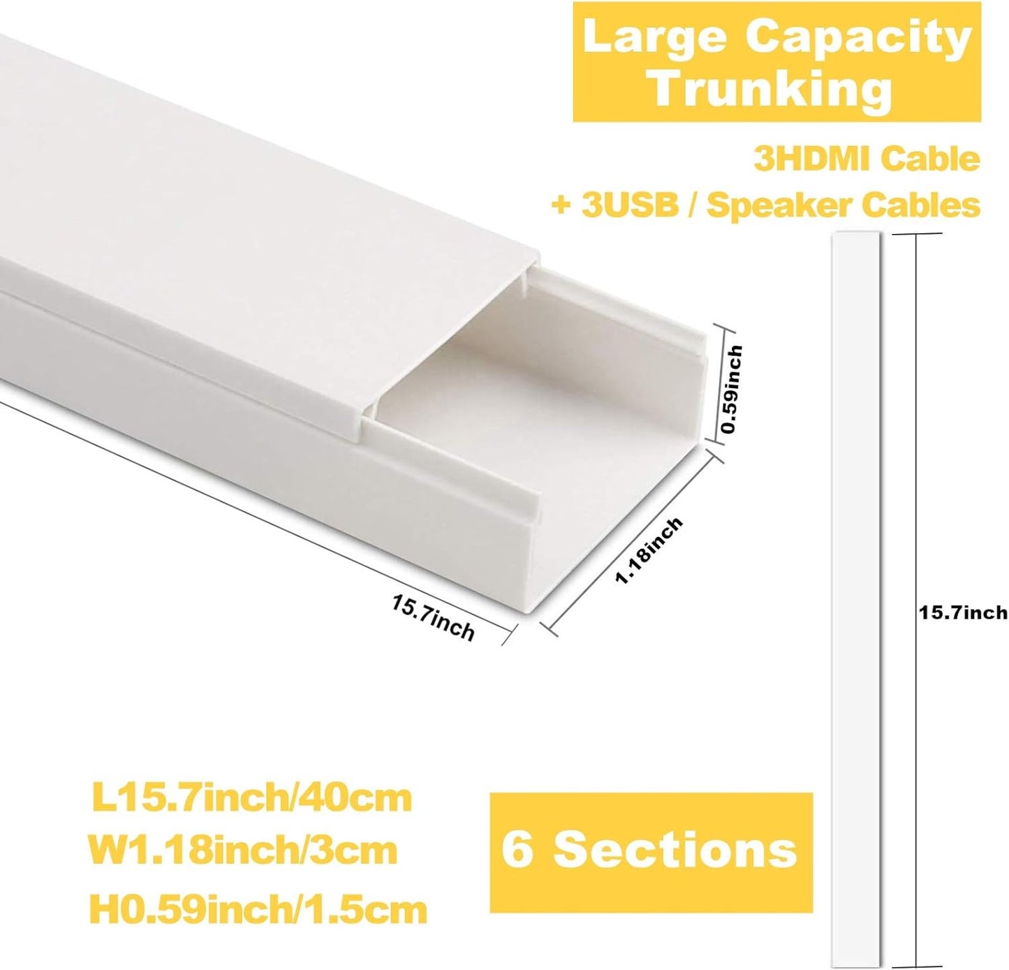 Trunking Cable Wall Cord Management 2.4M - Detail view