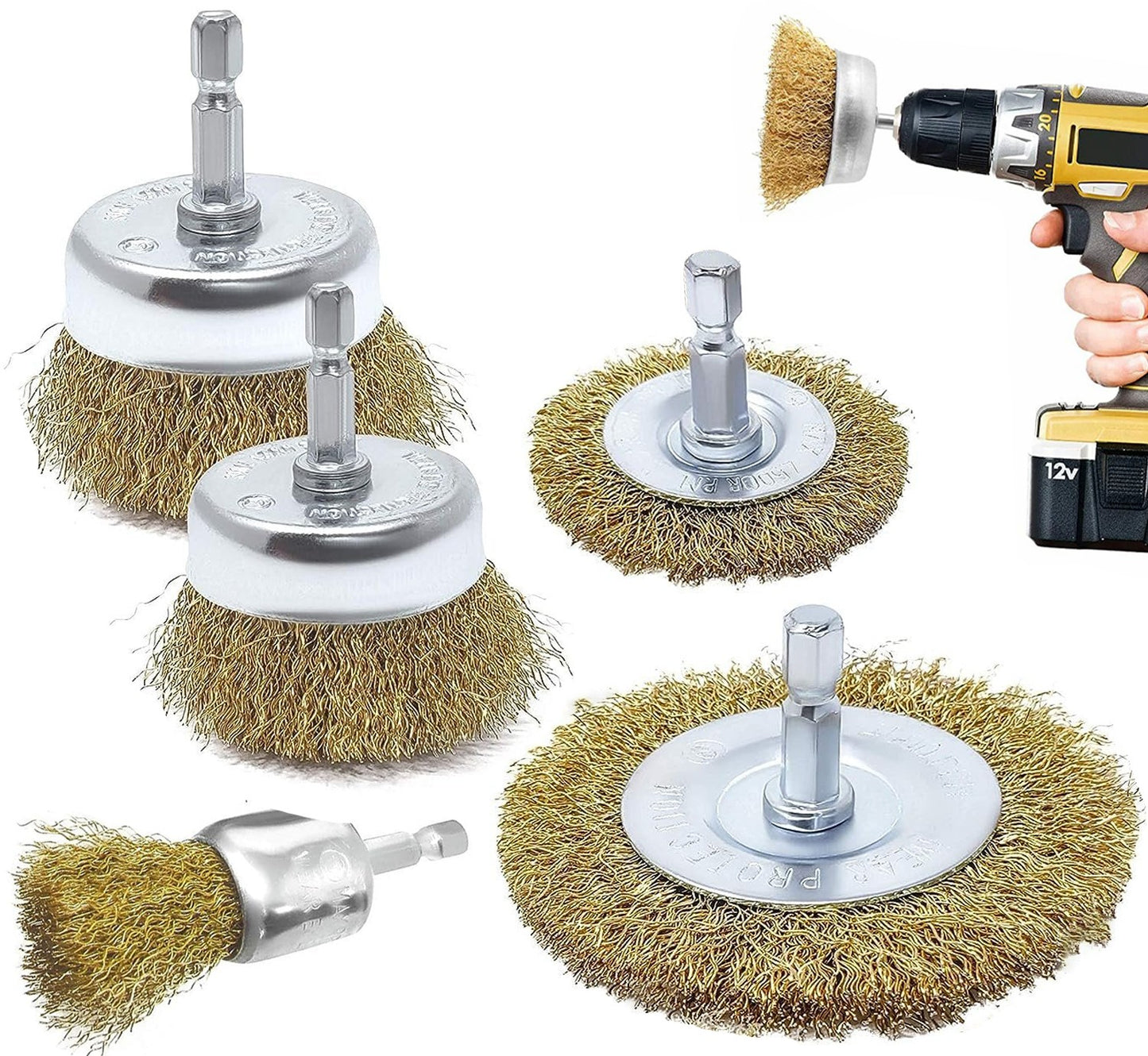 5PCS Rotary Brass Wire Cleaning Wheel Cup Brush - product image 1 of 6