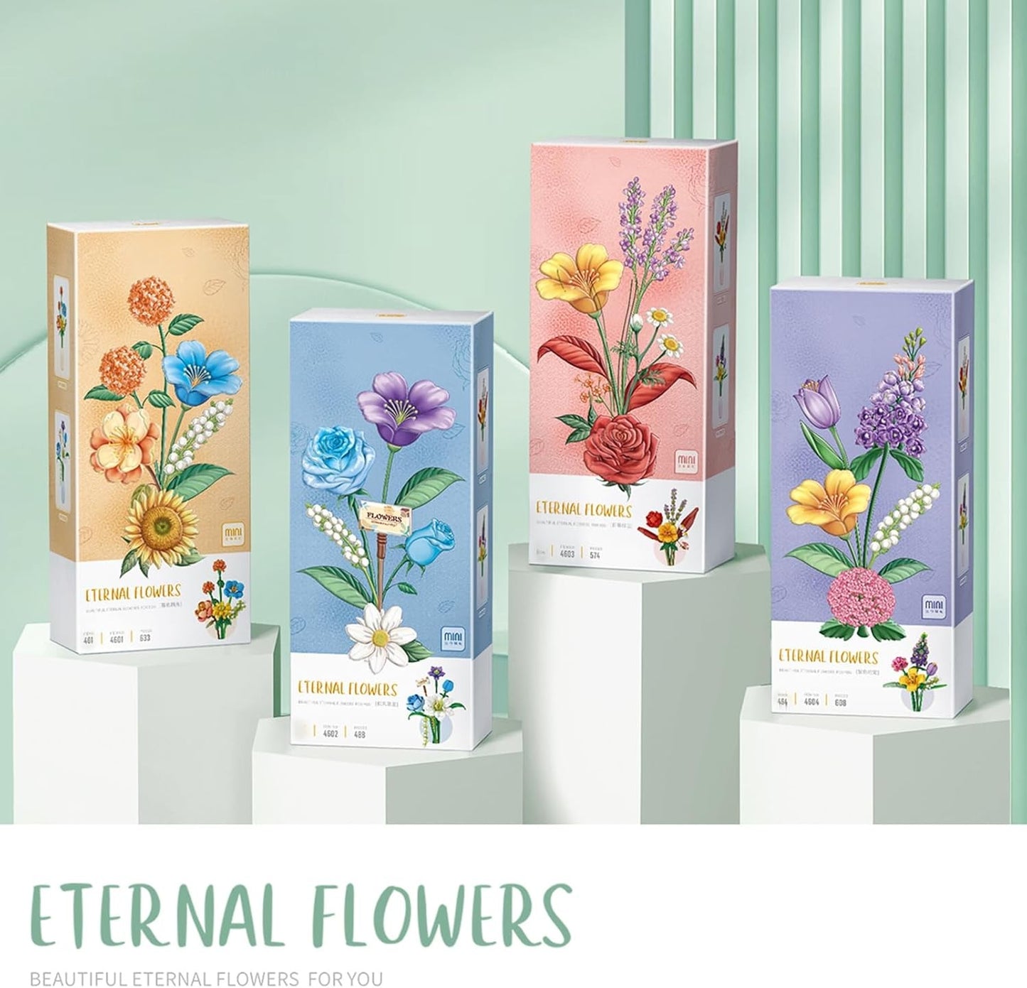 Artificial Flower Bouquet Building Blocks Set, - Detail view