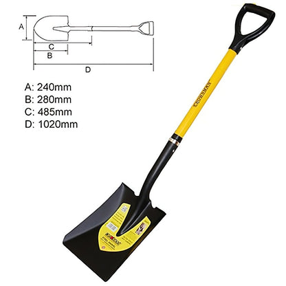 Square Steel Shovel Heavy Duty Large Garden Spade D-Handle Shovel Digging Tool