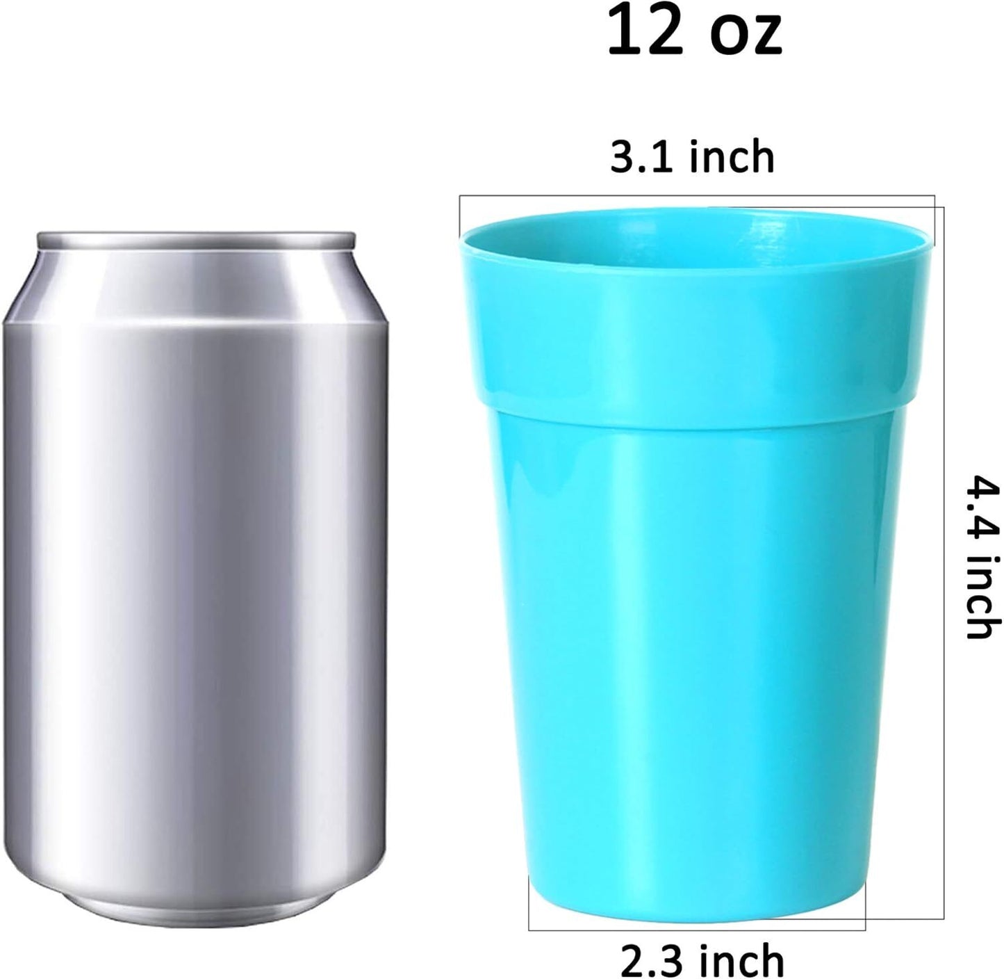 9 x 350ml Reusable Plastic Cups Small Drinking Tumblers Set Kids Kitchen Picnics