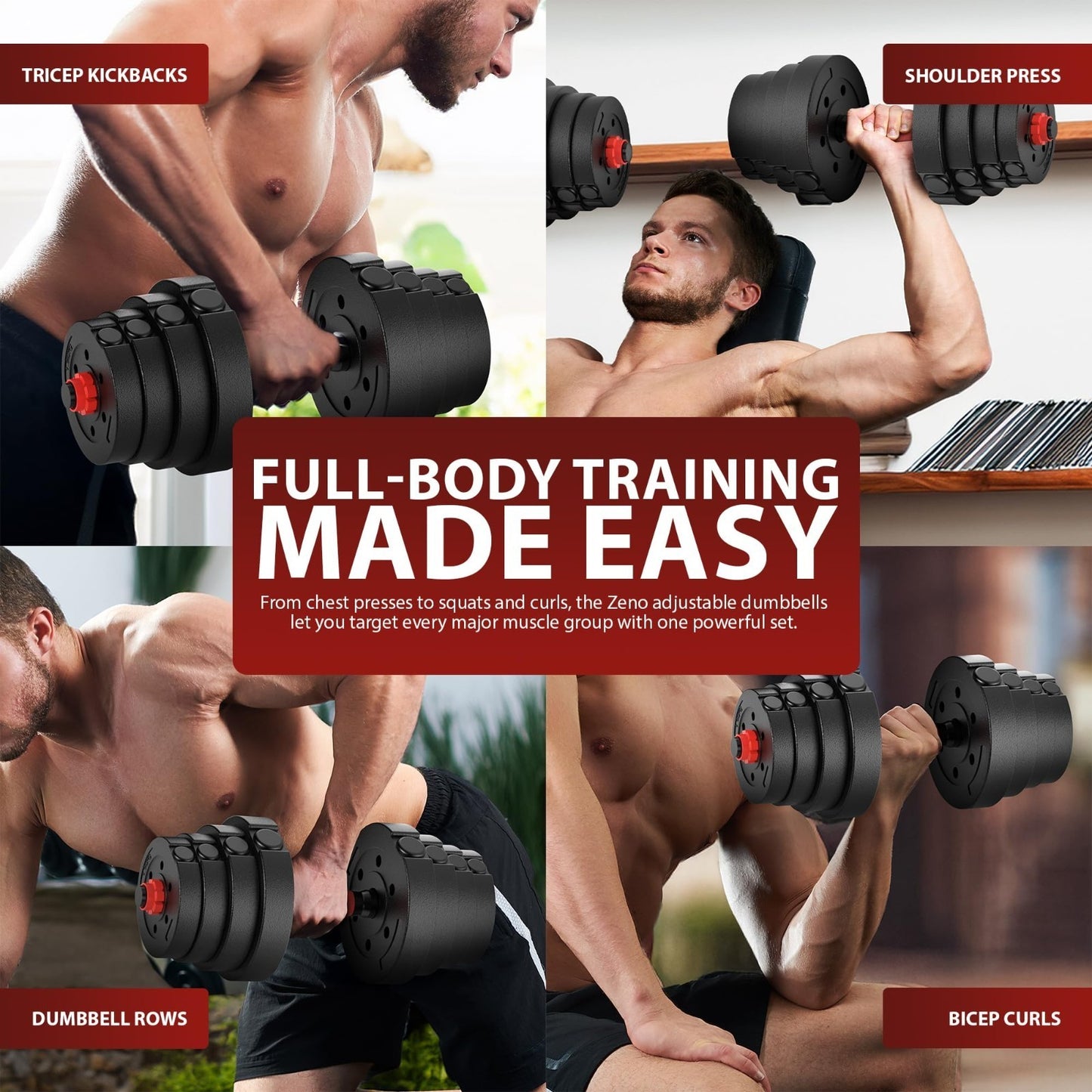 10-28KG Dumbbells Set Pair of Gym Weights Includes Barbell Bicep Tricep Training