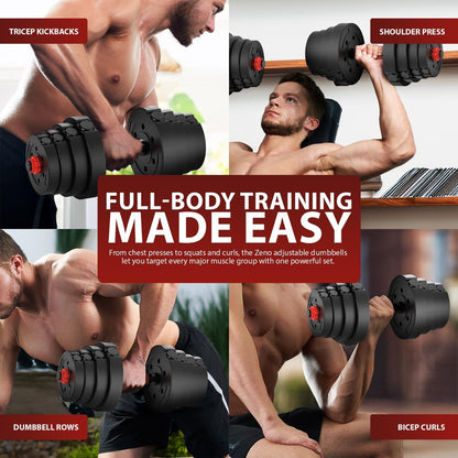 10-28KG Dumbbells Set Pair of Gym Weights Includes Barbell Bicep Tricep Training