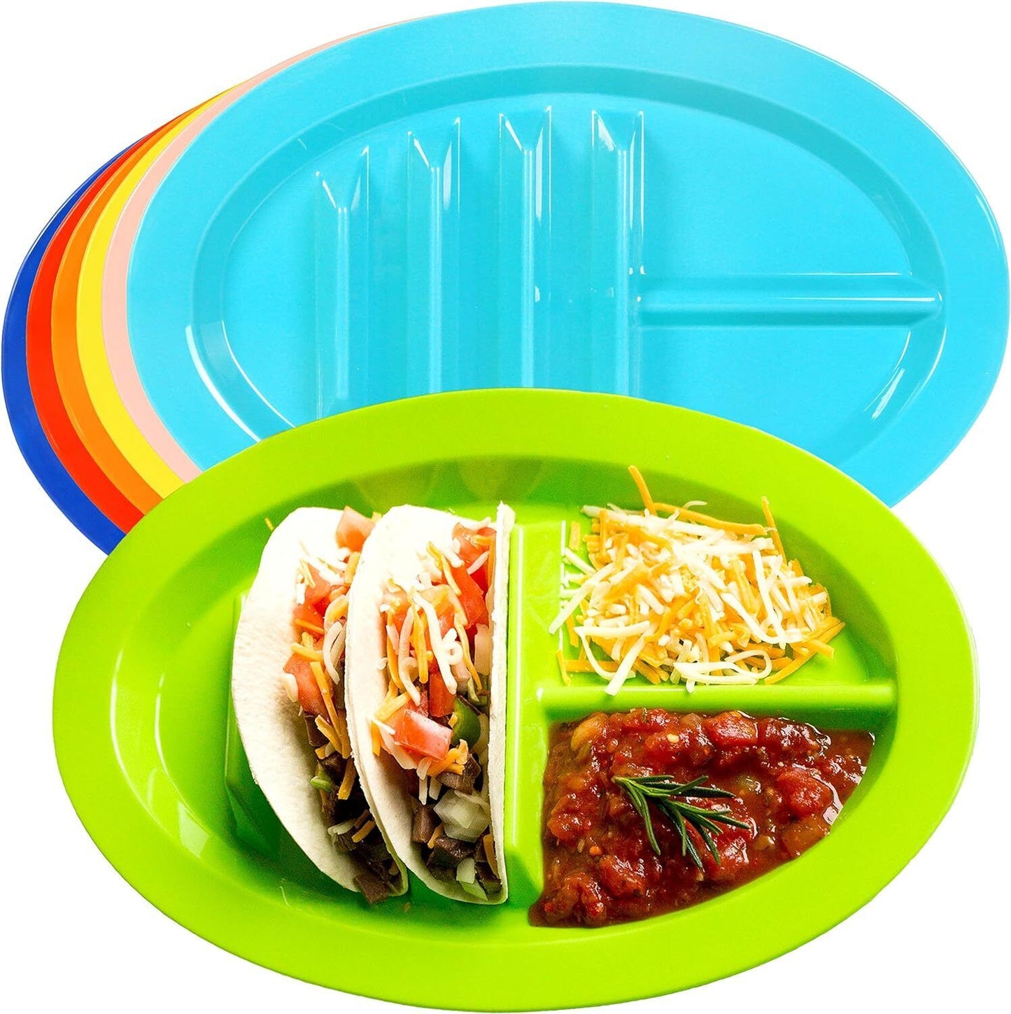 9 Pack Re-usable Taco Holder Plates, - Front view