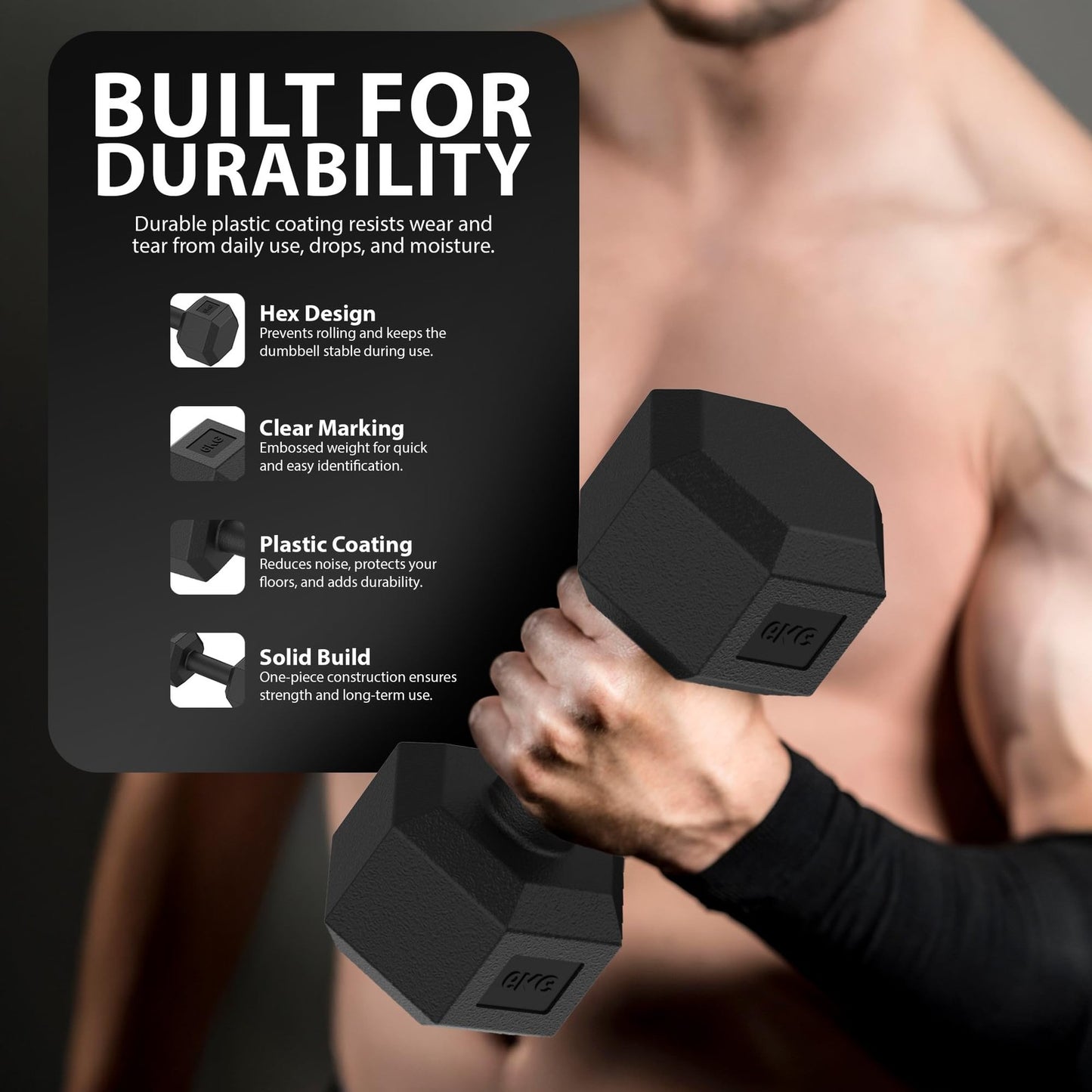 2x2kg/2x2.5kg/2x3kg/2x4kg/2x5kg Hex Dumbbell Weight Set Home Exercise Workout UK