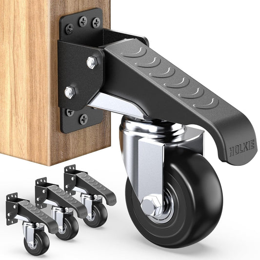 Retractable Castors Wheels Caster Heavy Duty Work Bench 400KG Load Lifting 4 Set