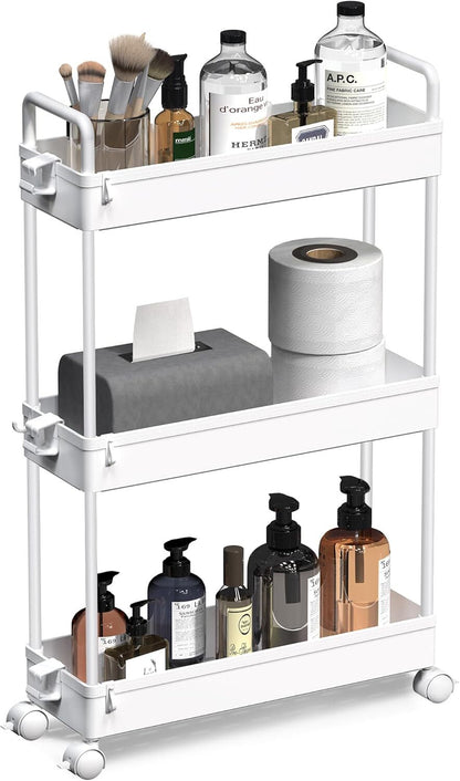 3-Tier Storage Trolley Cart Slide-out Slim - Front view