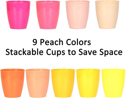 9 Pack Re-usable 250ML Kids Cups Plastic Drinking Toddler in 9 Assorted Colors
